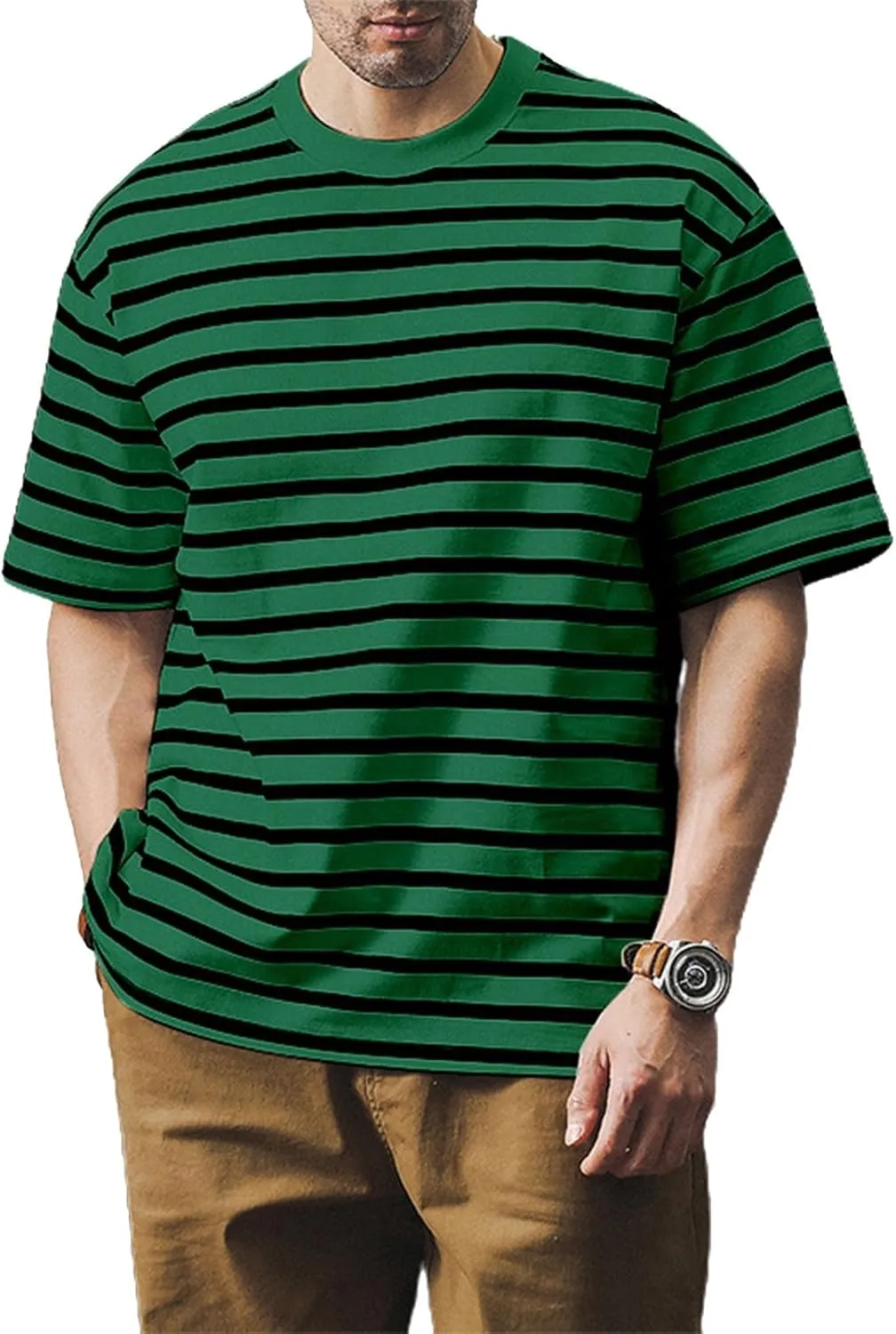 Men's T Shirts Summer Short Sleeve Striped T-Shirt Crewneck Casual Loose Tee Tops Graphic T Shirts, S-4XL