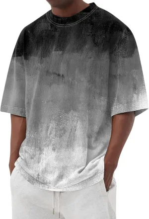 Men's Tie Dye T-Shirt Oversized Gradient Color Short Sleeve T-Shirt Summer Casual Crew Neck Loose Fit Tee Shirts