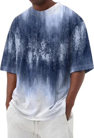Men's Tie Dye T-Shirt Oversized Gradient Color Short Sleeve T-Shirt Summer Casual Crew Neck Loose Fit Tee Shirts