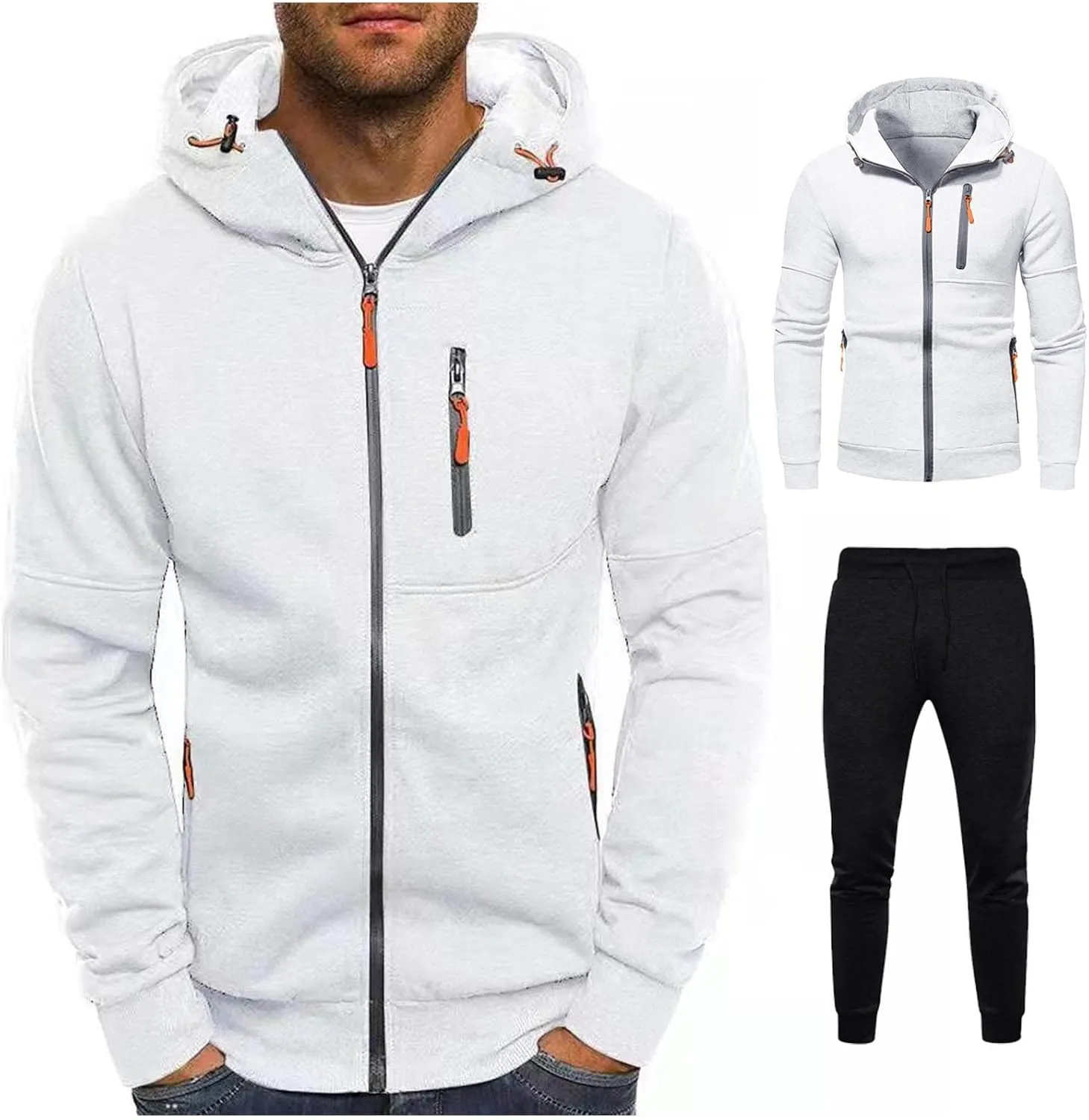 Mens Ultimate Full-Zip Hoodie Men's Spring And Autumn Long Sleeve Half Zip Hoodie Collar Drawstring Hoodies Pullover