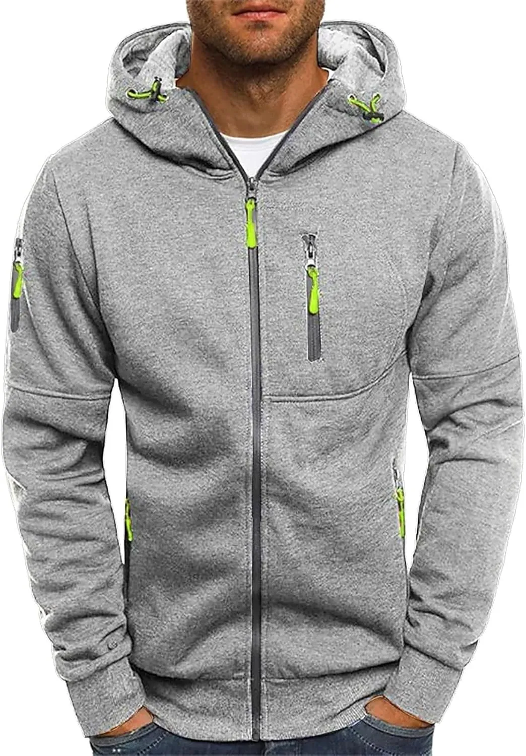 Mens Zip Up Hoodie Vintage Long Sleeve Hoodie Half Zipper Hooded Sweatshirt Top Workwear Multi Fleece Men's Hoodie