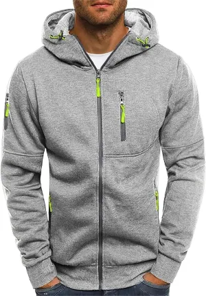 Mens Zip Up Hoodie Vintage Long Sleeve Hoodie Half Zipper Hooded Sweatshirt Top Workwear Multi Fleece Men's Hoodie