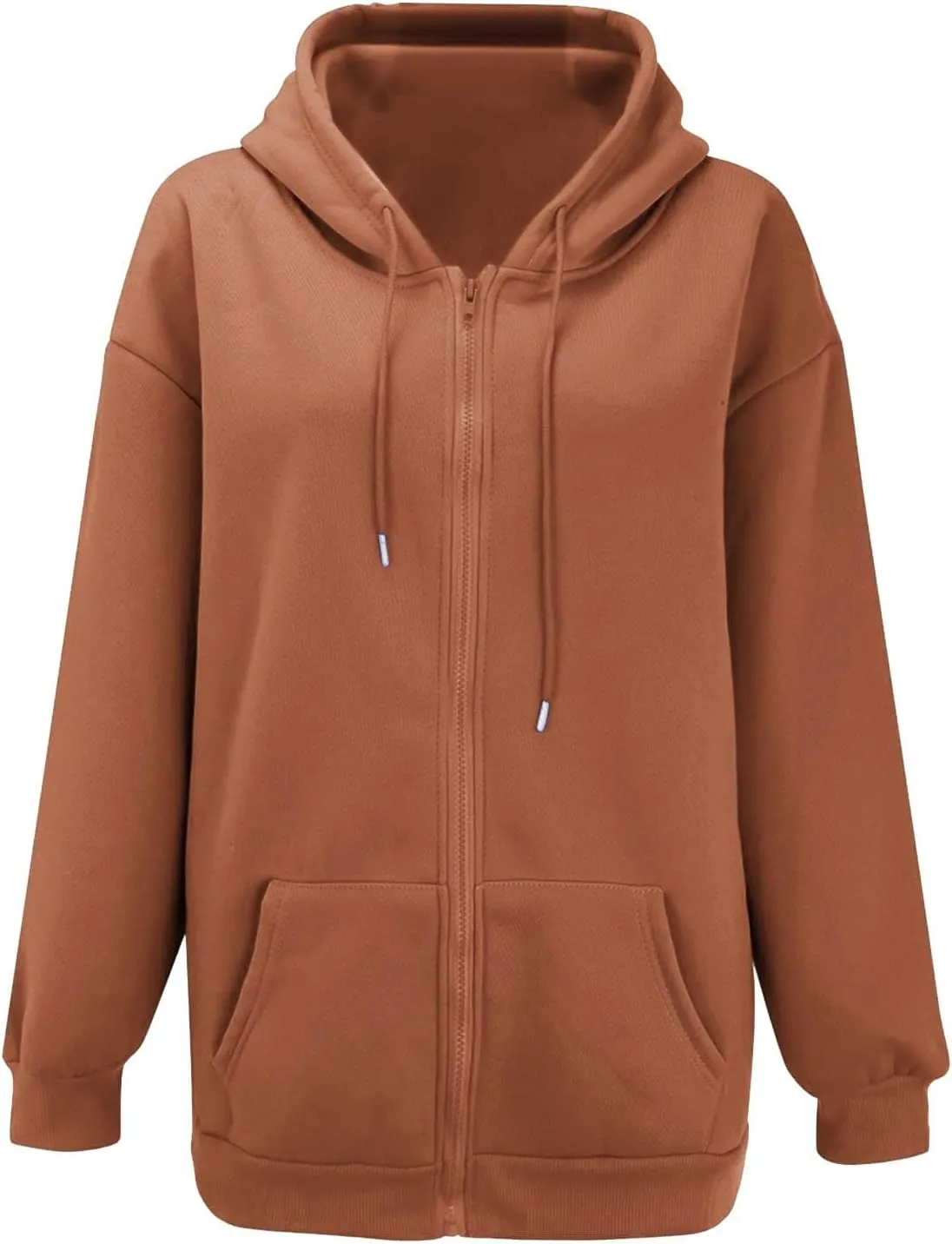 Miyaomn Trendy Zip Up Hoodies for Women Long Sleeve Oversized Sweatshirts Y2K Fall Outfits Casual Fashion Jacket with Pockets