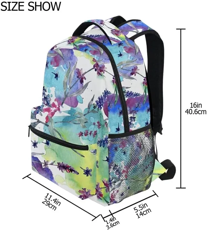 MNSRUU Student School Backpack Purple Lavender Watercolor College Knapsack Laptop Rucksack Business Travel Computer Bookbags for Adult Teen