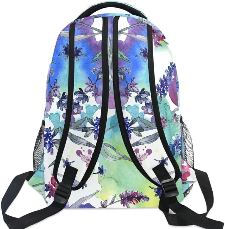 MNSRUU Student School Backpack Purple Lavender Watercolor College Knapsack Laptop Rucksack Business Travel Computer Bookbags for Adult Teen