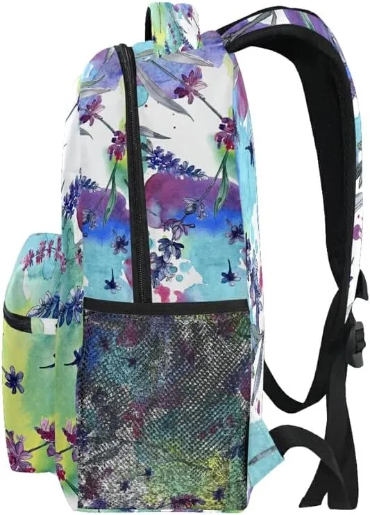 MNSRUU Student School Backpack Purple Lavender Watercolor College Knapsack Laptop Rucksack Business Travel Computer Bookbags for Adult Teen