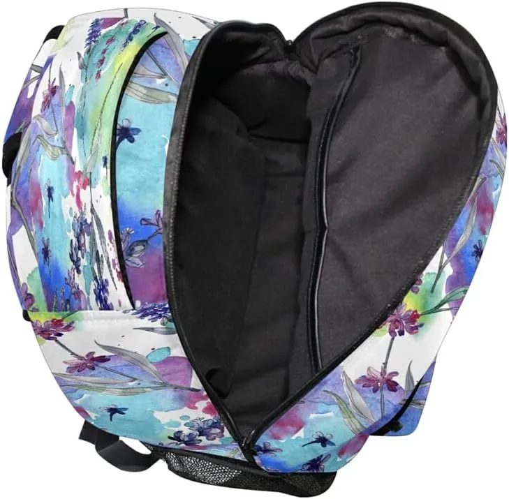 MNSRUU Student School Backpack Purple Lavender Watercolor College Knapsack Laptop Rucksack Business Travel Computer Bookbags for Adult Teen