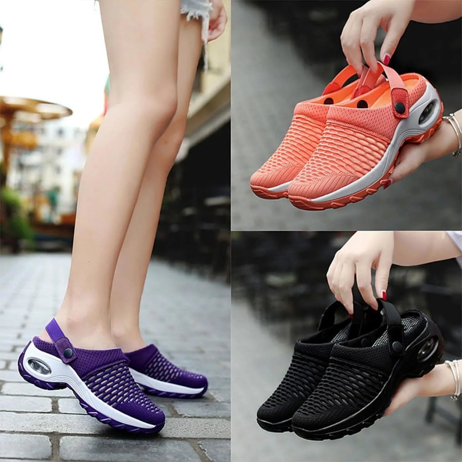 Mules Clogs Shoes for Women Men Air Cushion Orthopedic Platform Mesh Sneaker Sandals Orthopedic Diabetic Slippers Walking Shoe Womens Summer Lightweight Beach Outdoor