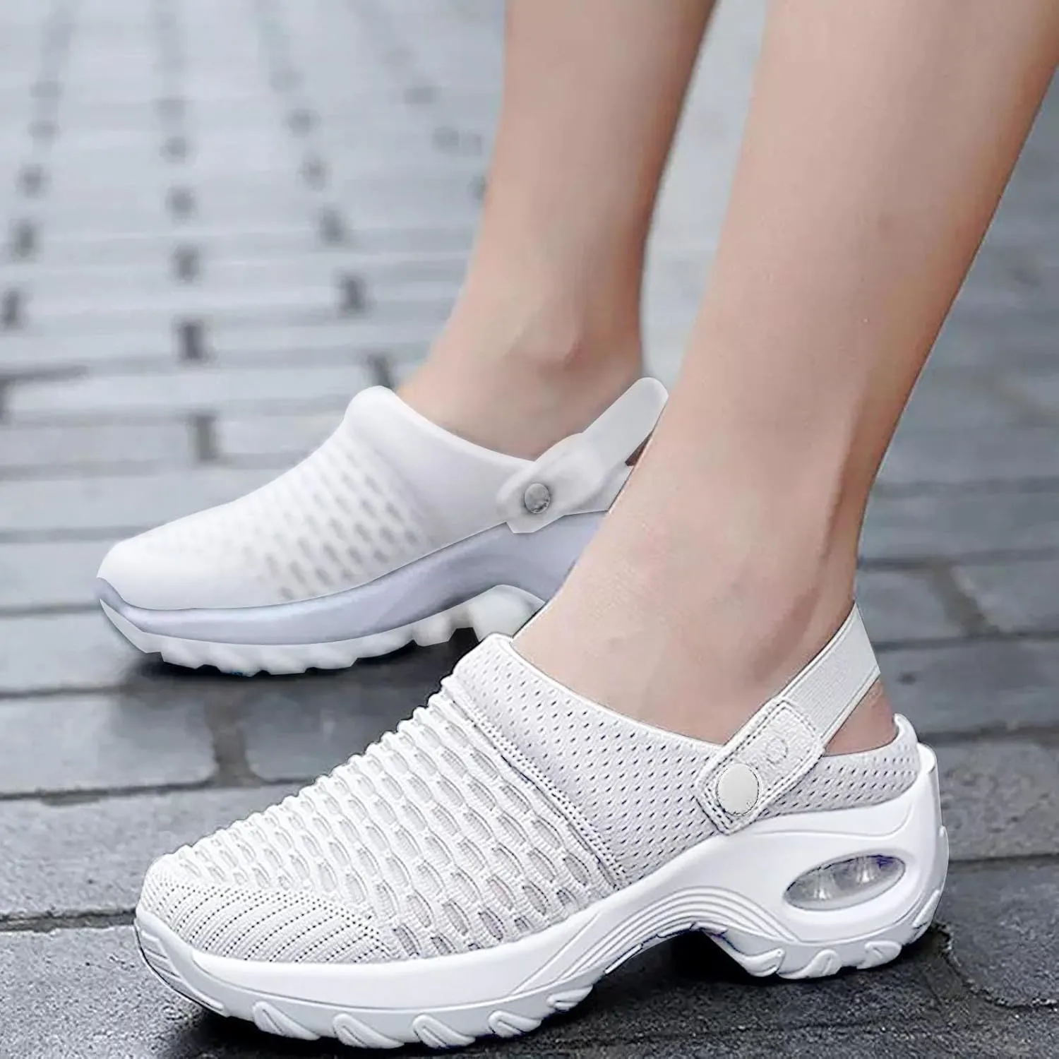 Mules Clogs Shoes for Women Men Air Cushion Orthopedic Platform Mesh Sneaker Sandals Orthopedic Diabetic Slippers Walking Shoe Womens Summer Lightweight Beach Outdoor