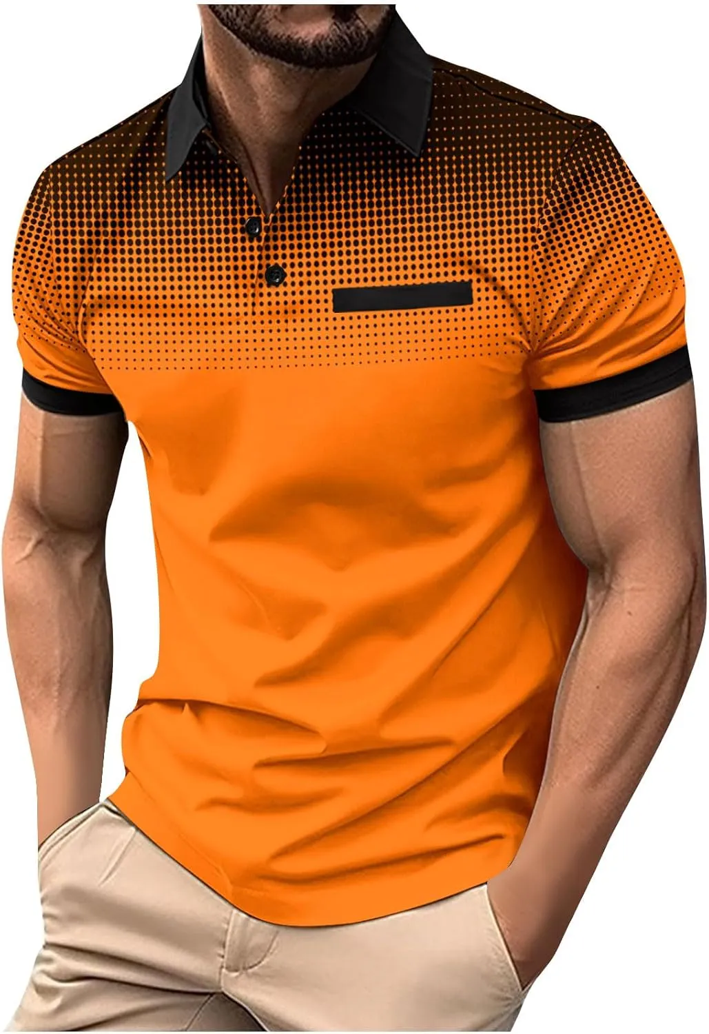 Muscularfit Mens Shirts Casual Stylish Button Down Short Sleeve Polo Shirt Summer Vacation Shirts Loose Athletic Pullover Tee