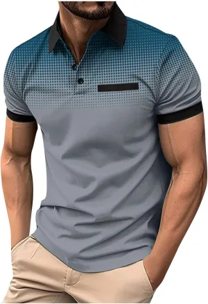 Muscularfit Mens Shirts Casual Stylish Button Down Short Sleeve Polo Shirt Summer Vacation Shirts Loose Athletic Pullover Tee
