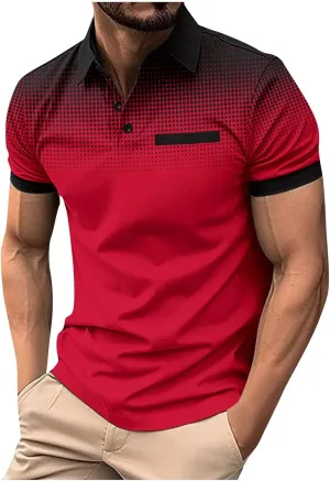 Muscularfit Mens Shirts Casual Stylish Button Down Short Sleeve Polo Shirt Summer Vacation Shirts Loose Athletic Pullover Tee