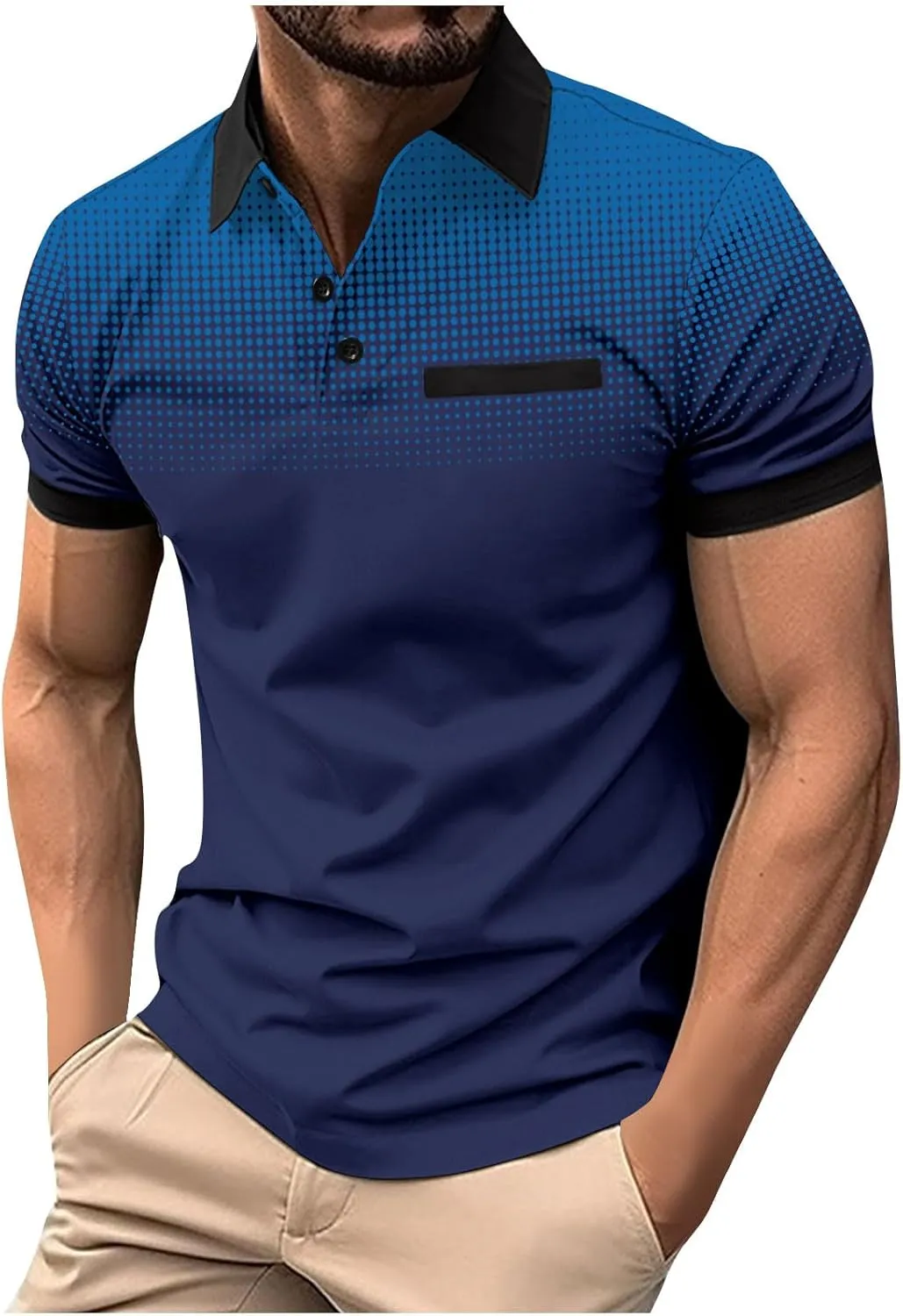 Muscularfit Mens Shirts Casual Stylish Button Down Short Sleeve Polo Shirt Summer Vacation Shirts Loose Athletic Pullover Tee