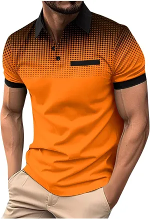 Muscularfit Mens Shirts Casual Stylish Button Down Short Sleeve Polo Shirt Summer Vacation Shirts Loose Athletic Pullover Tee