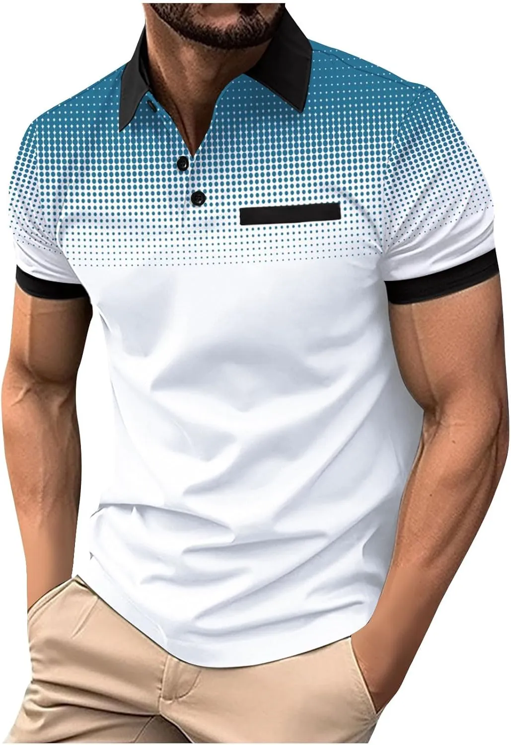 Muscularfit Mens Shirts Casual Stylish Button Down Short Sleeve Polo Shirt Summer Vacation Shirts Loose Athletic Pullover Tee