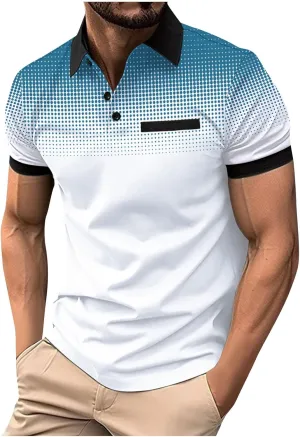 Muscularfit Mens Shirts Casual Stylish Button Down Short Sleeve Polo Shirt Summer Vacation Shirts Loose Athletic Pullover Tee