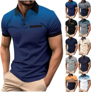 Muscularfit Mens Shirts Casual Stylish Button Down Short Sleeve Polo Shirt Summer Vacation Shirts Loose Athletic Pullover Tee