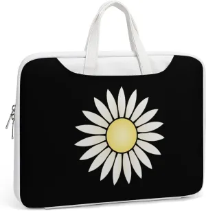 Nature Flowers Daisy Leather Bag Laptop Case Slim Water Resistant Computer Bags with Handle Briefcase for Work