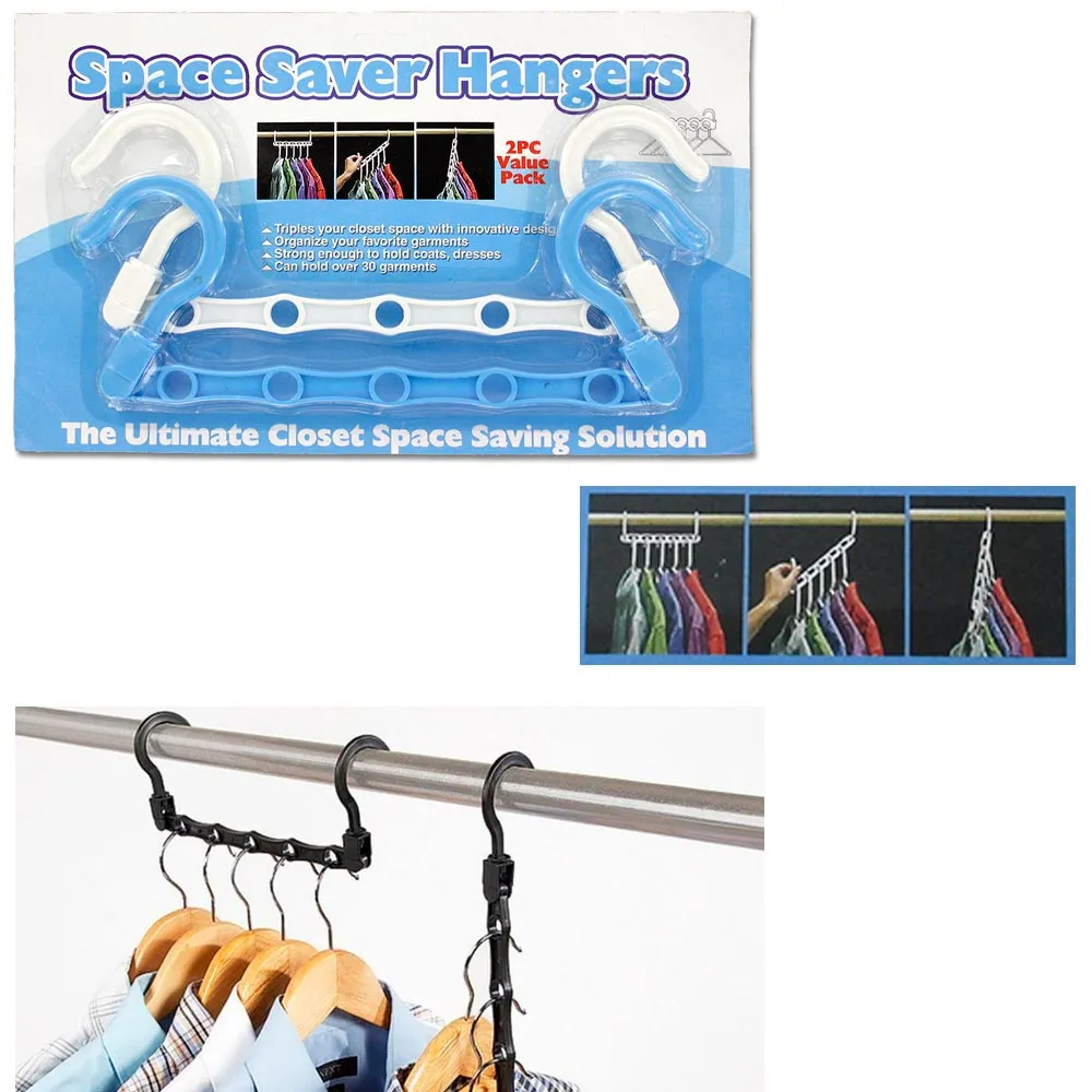 New Lot 4 Space Saver Wonder Magic Clothes Hangers Closet Organizer Hooks Stand
