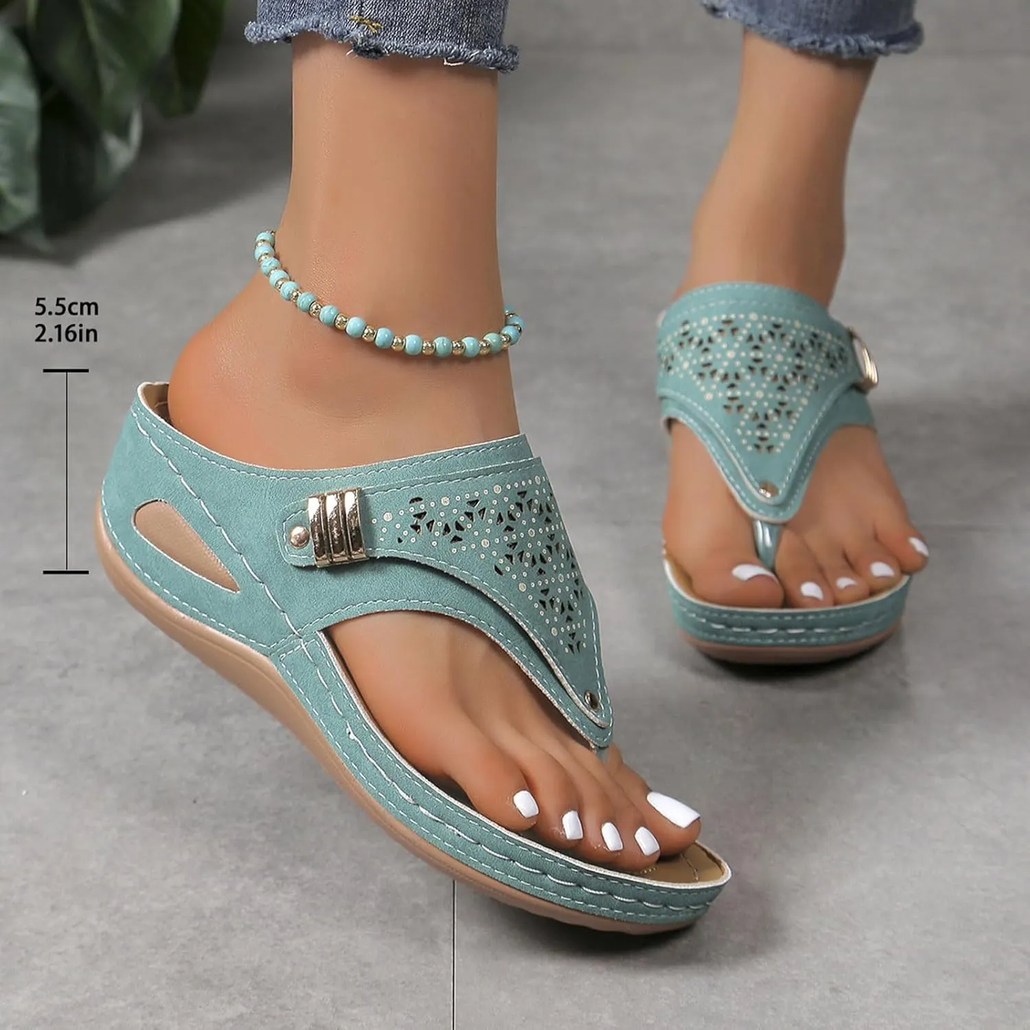 Orthopedic Sandals for Women 2025 Summer Arch Support Platform Sandals, Hollow Clip Toe Breathable Slippers Comfortable Flip Flops Wedge Casual Slip on Slippers All Day Comfort