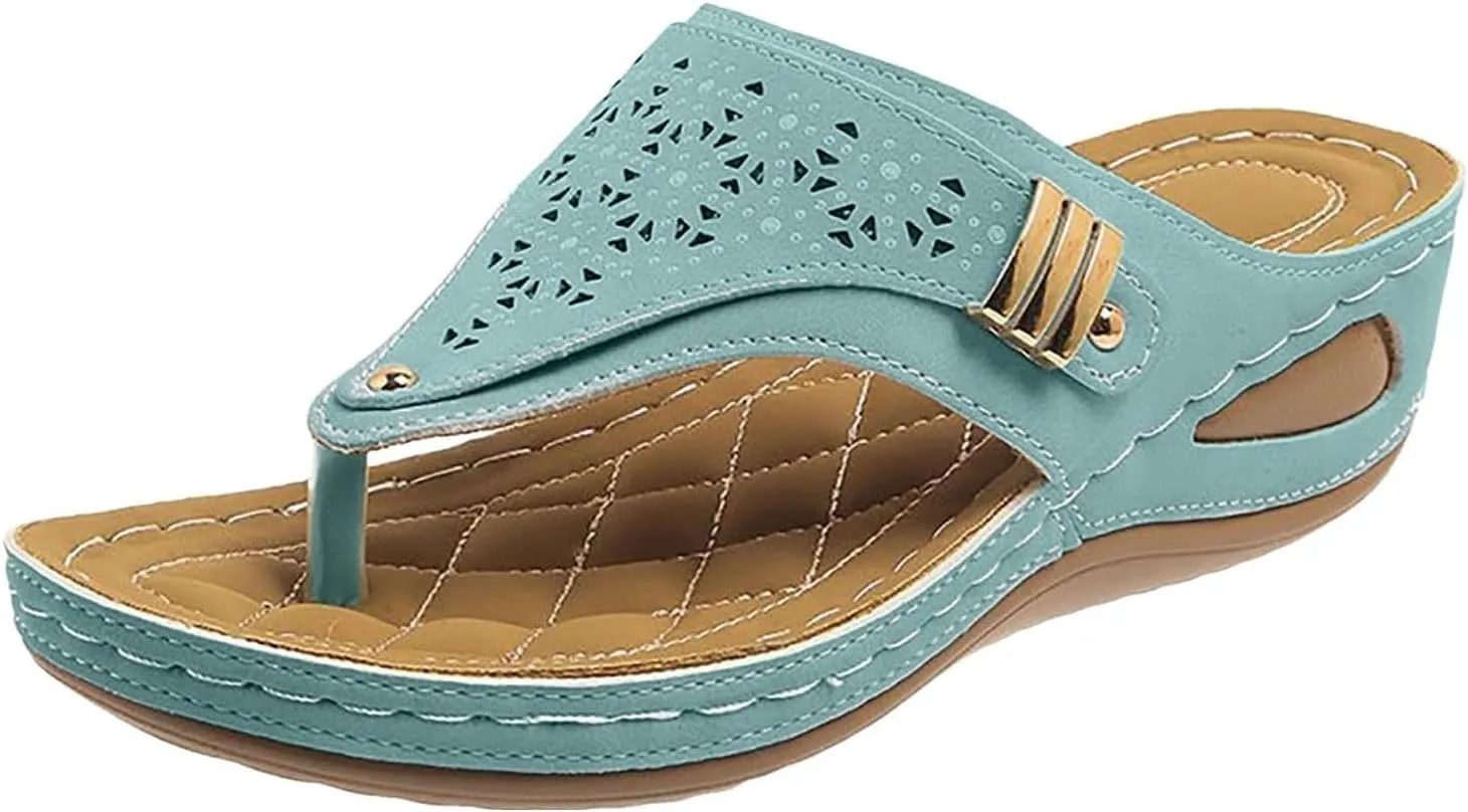 Orthopedic Sandals for Women 2025 Summer Arch Support Platform Sandals, Hollow Clip Toe Breathable Slippers Comfortable Flip Flops Wedge Casual Slip on Slippers All Day Comfort