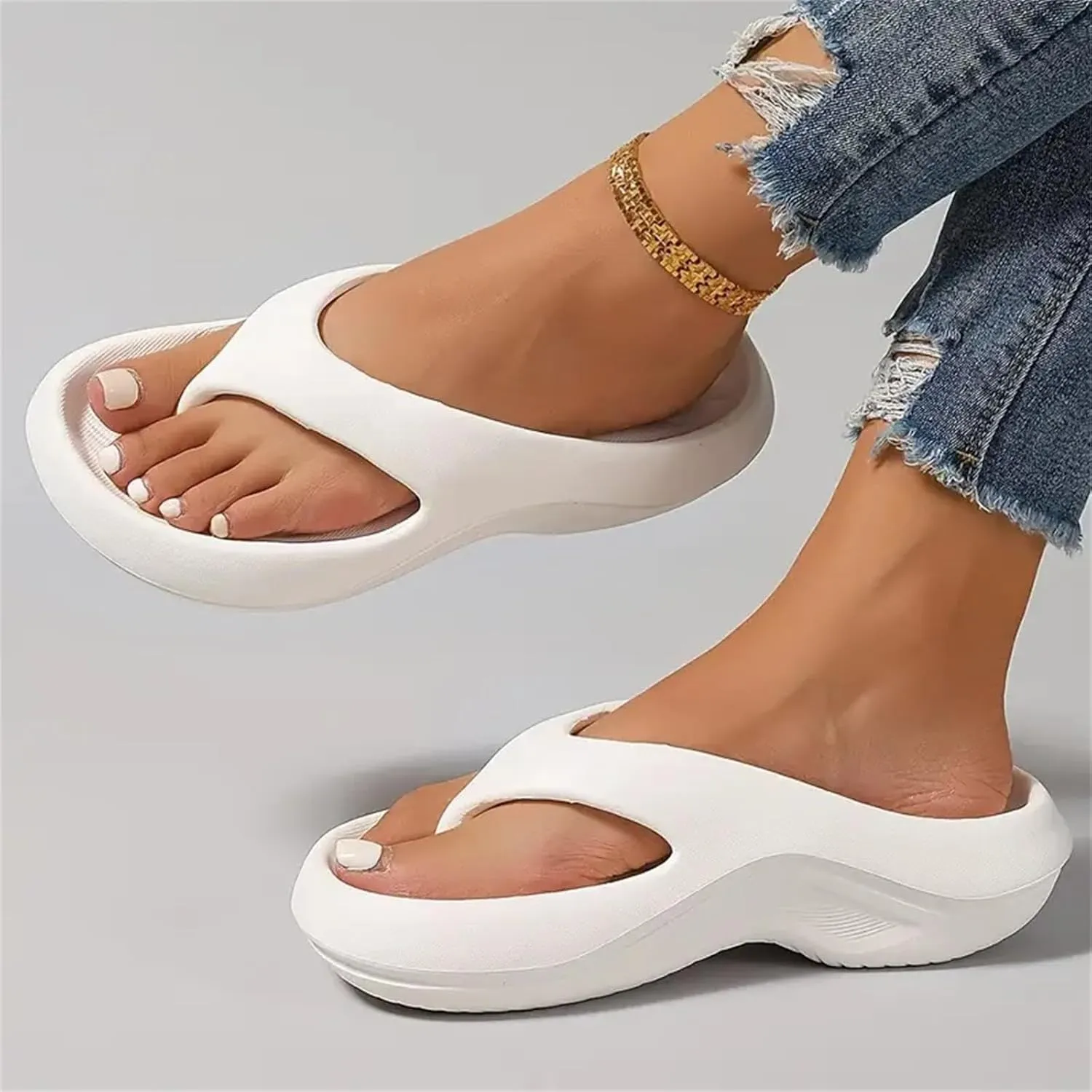 Orthopedic Sandals for Women Lightweight Thong Flip Flop Summer Arch Support Slippers Pillow Soft Summer Beach Shoes Thick Soled Non Slip Flipflops