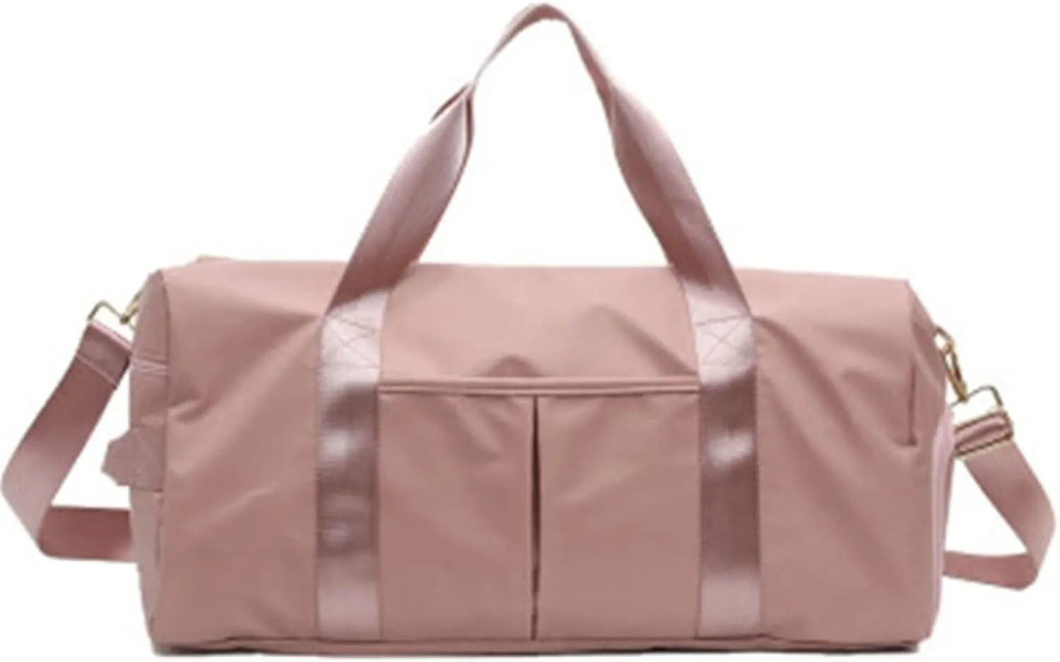 Outdoor Waterproof Nylon Sports Gym Bags Men Women Training Fitness Travel Handbag Yoga Mat Sport Bag with Shoes Compartment (Pink)