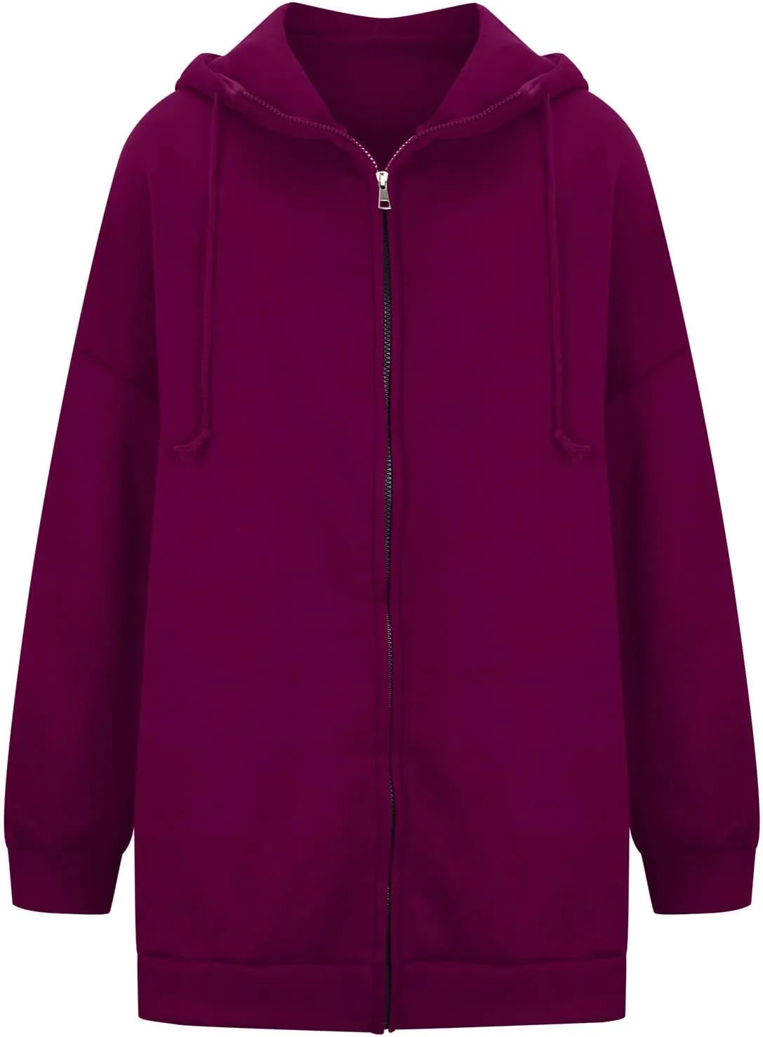 Oversized Hoodie for Women Plus Size Solid Color Hoodies Casual Full Zip Long Hooded Sweatshirt Pullover Jacket with Pockets
