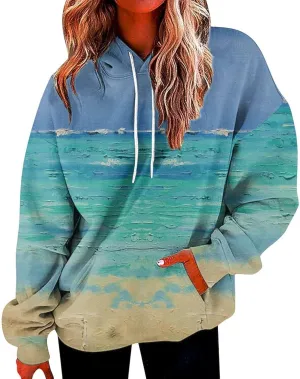 Oversized Hoodies for Women Graphic Plus Size Hooded Swaetshirt with Pockets Drop Shoulder Preppy Y2k Hoodie