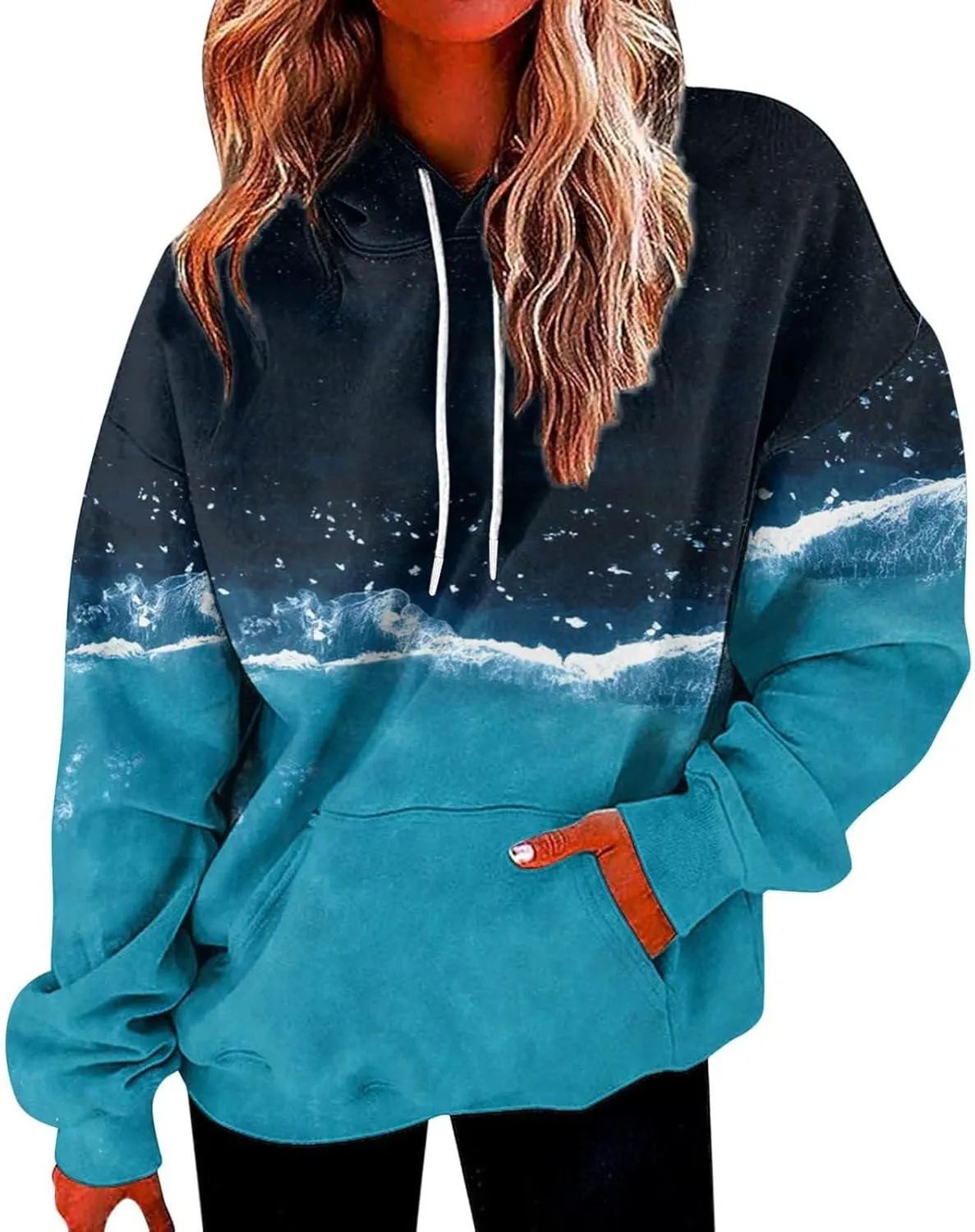 Oversized Hoodies for Women Graphic Plus Size Hooded Swaetshirt with Pockets Drop Shoulder Preppy Y2k Hoodie