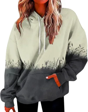 Oversized Hoodies for Women Graphic Plus Size Hooded Swaetshirt with Pockets Drop Shoulder Preppy Y2k Hoodie