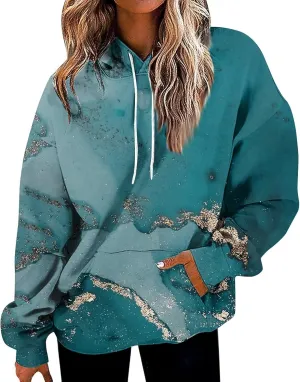 Oversized Hoodies for Women Graphic Plus Size Hooded Swaetshirt with Pockets Drop Shoulder Preppy Y2k Hoodie