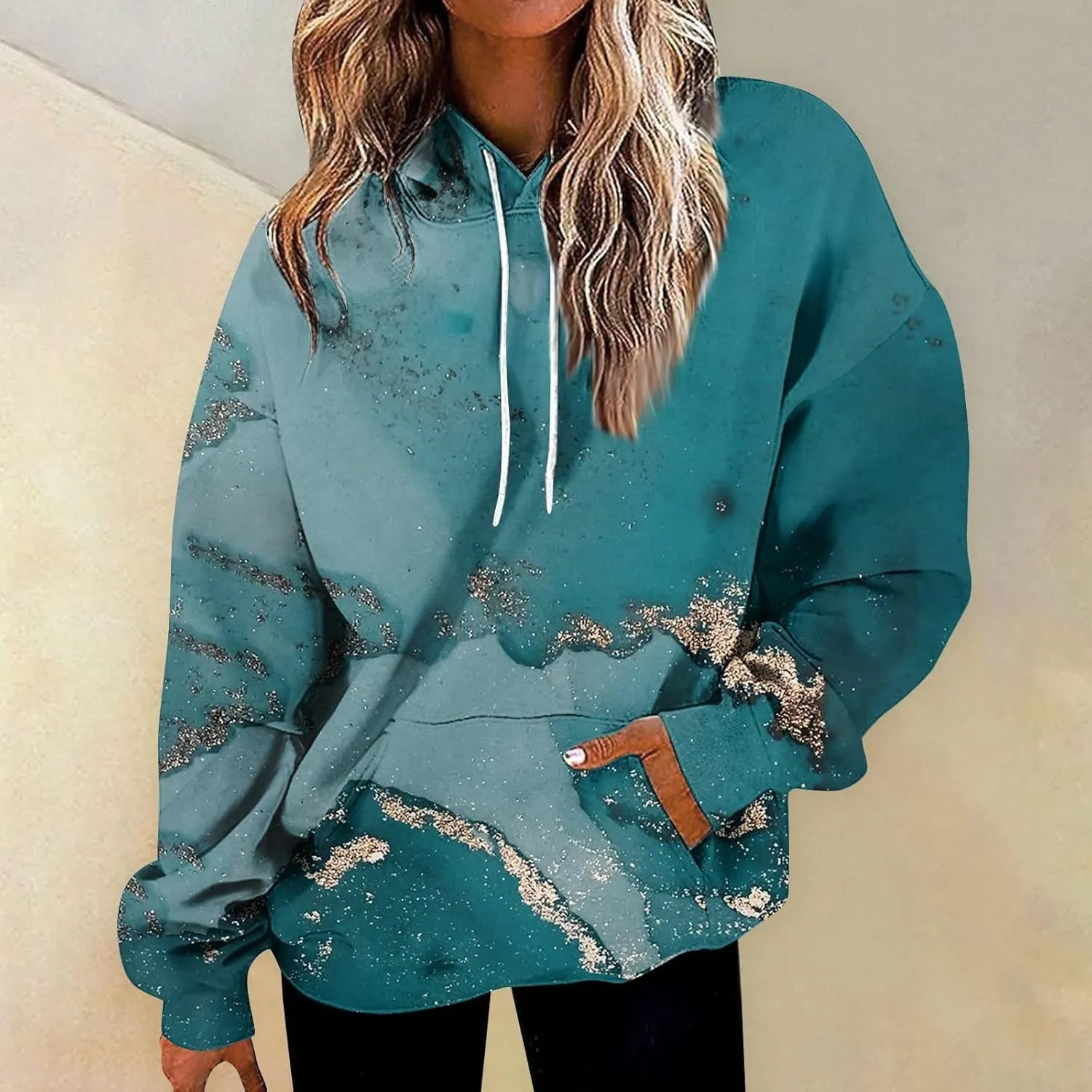 Oversized Hoodies for Women Graphic Plus Size Hooded Swaetshirt with Pockets Drop Shoulder Preppy Y2k Hoodie
