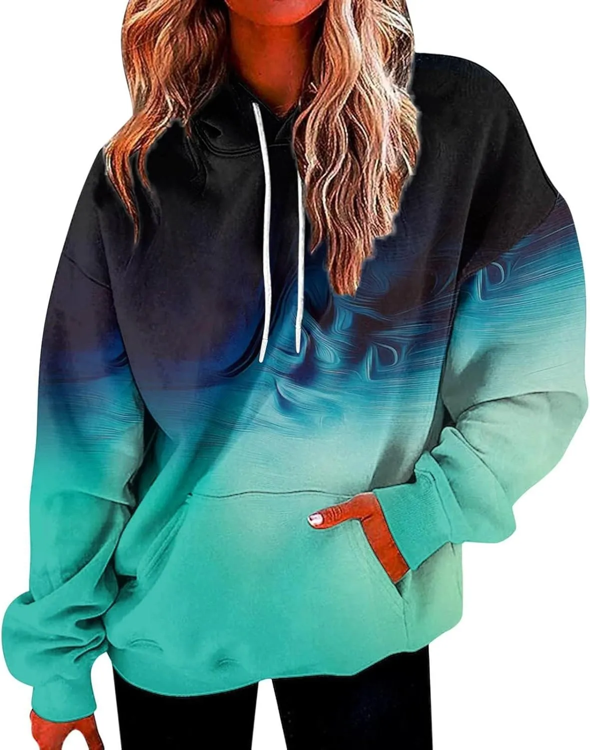 Oversized Hoodies for Women Graphic Plus Size Hooded Swaetshirt with Pockets Drop Shoulder Preppy Y2k Hoodie