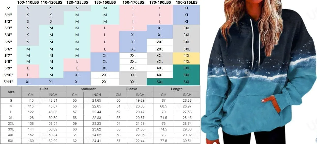 Oversized Hoodies for Women Graphic Plus Size Hooded Swaetshirt with Pockets Drop Shoulder Preppy Y2k Hoodie