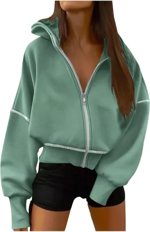 Oversized Hoodies For Women Loose Fit Full Zip Oversized Jacket Lightweight Baggy Casual Trendy Pullover Sweatshirt