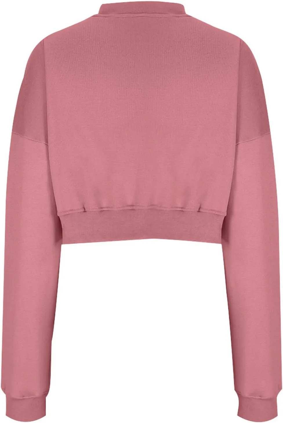 Oversized Sweatshirt Women Loose Fit v Neck Fleece Lined Cropped Shirts Drop Sleeve Solid Pullover Hoodies No Hood