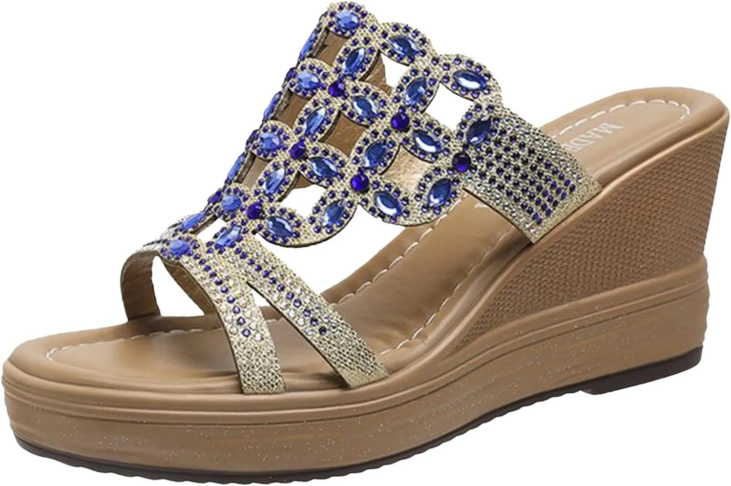 peqiut Women's Sandal Dressy Summer Wedge Orthopedic Sandals for Women Comfortable Outdoor Diamond Boho Sandals Casual Slides