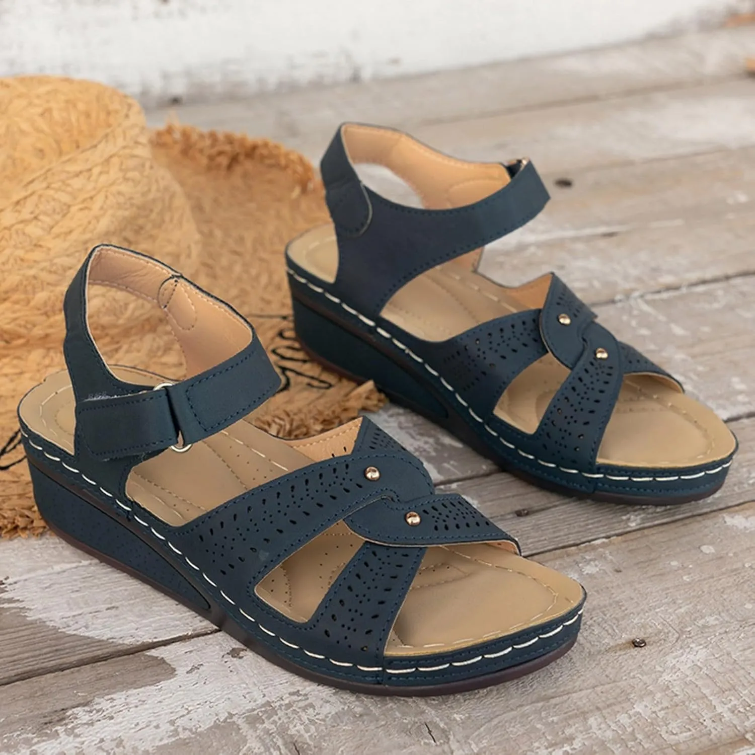 peqiut Women's Sandal Dressy Summer Wedge Orthopedic Sandals for Women Comfortable Outdoor Strap Boho Sandals Casual Shoes