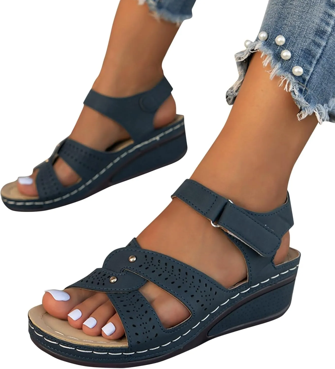 peqiut Women's Sandal Dressy Summer Wedge Orthopedic Sandals for Women Comfortable Outdoor Strap Boho Sandals Casual Shoes
