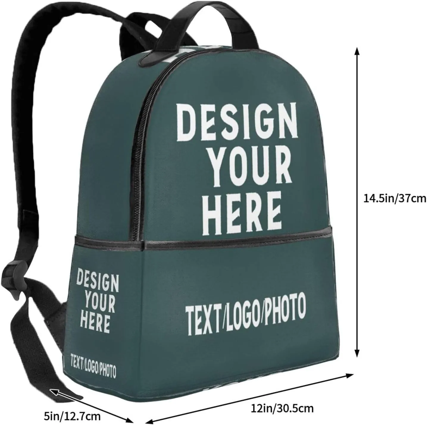Personalized Text Image Backpack, Customize Laptop Backpack for Men Women,Design Text Photo Name Logo Casual Travel Laptop Bag,Dark SlateGray-0.27
