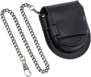 PH PandaHall Pocket Watch Case Watch Travel Case Vintage Style Watch Organizer Pocket Watch Display Case PU Leather Pocket Watch Pouch with Chain Mini Waist Bag Photo Box for Father 3.1x2.6in