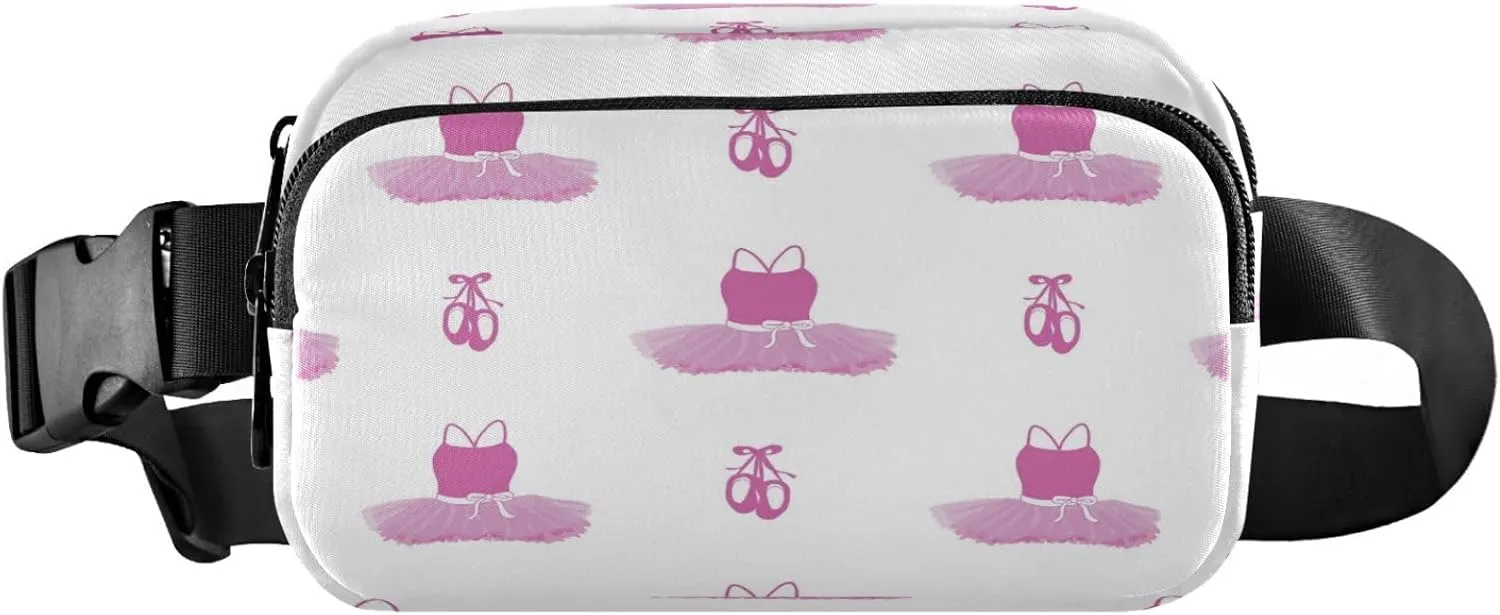 Pink Shoes Ballet Belt Bag for Women Men Fanny Pack Small Waist Pouch Crossbody Bags for Outdoor Hiking Running Travel