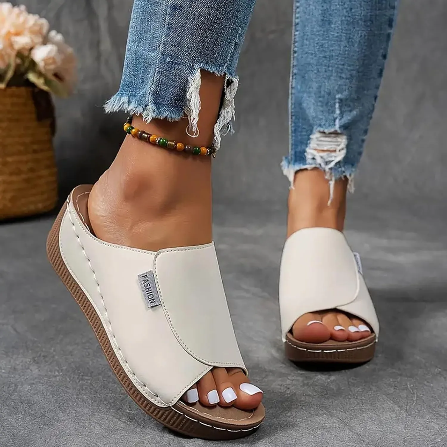 Platform Sandals Women Open Toe Comfort Yoga Mat Wedge Sandals Summer Trendy Thick Sole Slip on Platform Shoes Dressy