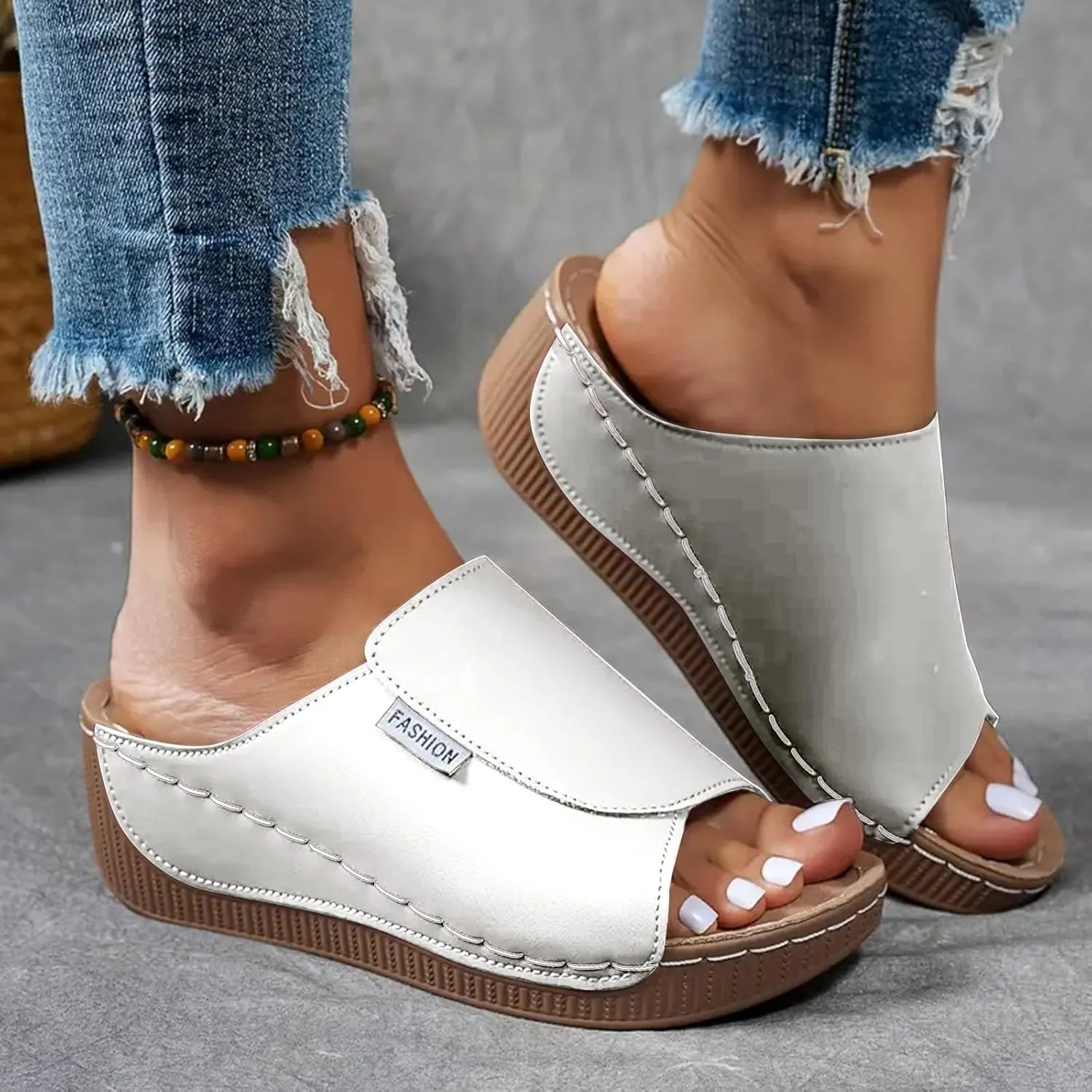 Platform Sandals Women Open Toe Comfort Yoga Mat Wedge Sandals Summer Trendy Thick Sole Slip on Platform Shoes Dressy