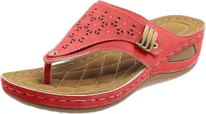 Platform Wedge Flip Flops for Women Cushioned Orthotic Sandals with Arch Support Breathable Mesh Hollow Summer Casual Beach Shoes Sandalias