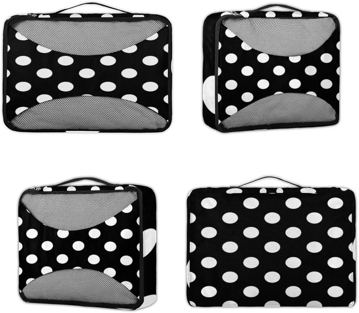 Polka Dot Packing Cubes for Suitcases Luggage Organizer Bags Set Travel Packing Organizers Multiple Sizes for Clothes Shoes Cosmetics Toiletries