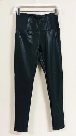 PU Elastic Contour Waistband Leggings
