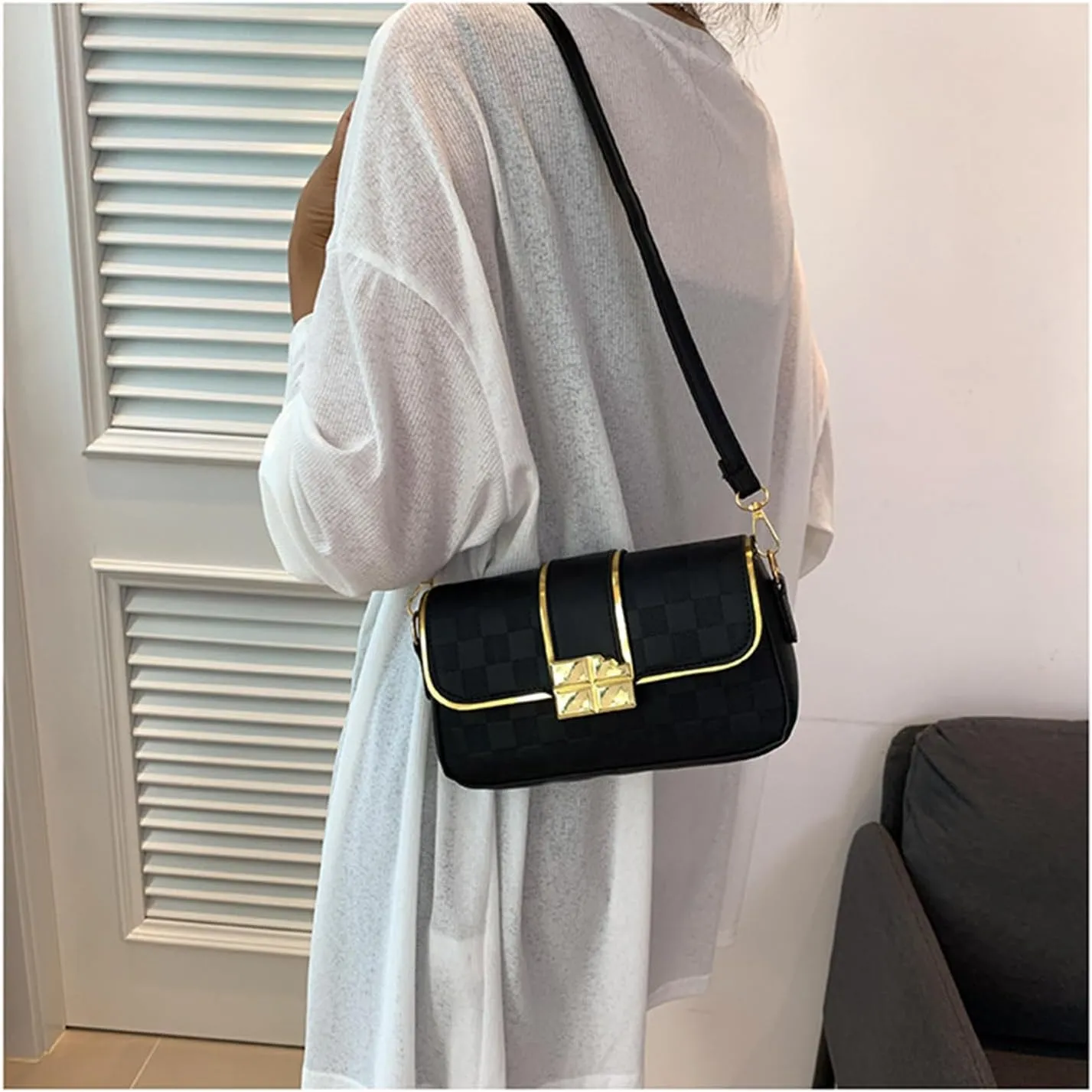 PU Leather Crossbody Bags for Women Shoulder Bag with Adjustable Strap Clutch Satchel Ladies Evening Bag (Brown)