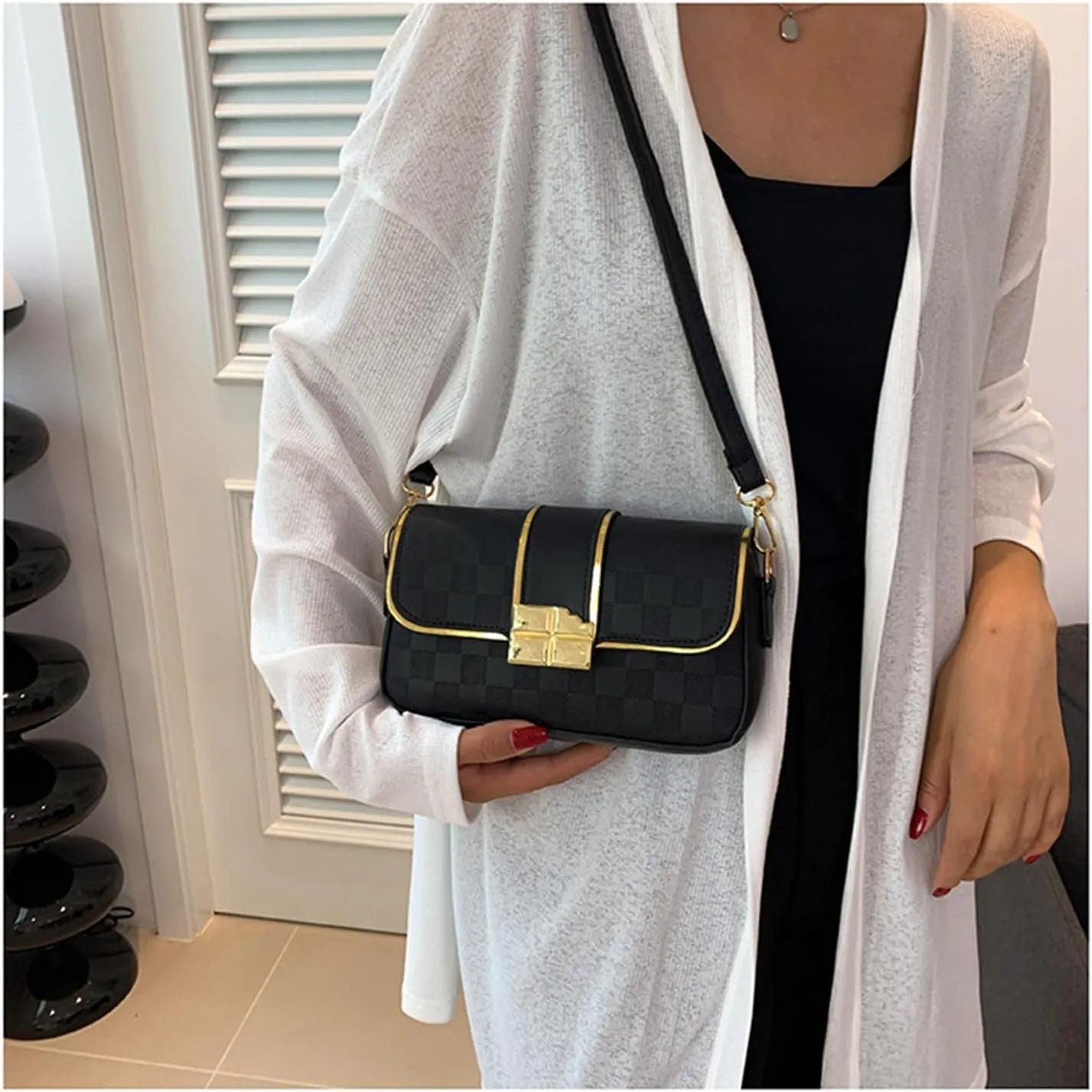 PU Leather Crossbody Bags for Women Shoulder Bag with Adjustable Strap Clutch Satchel Ladies Evening Bag (Brown)